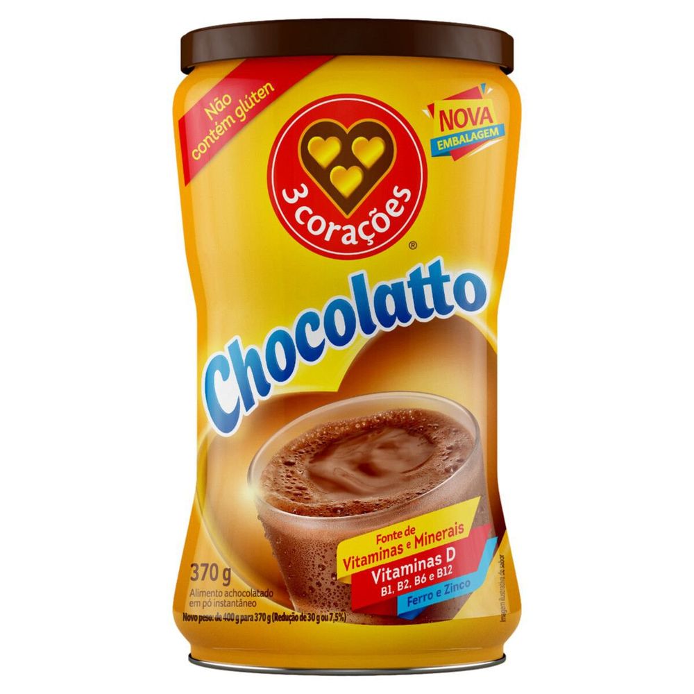 Achoc Pó 3 Corações lata 350g